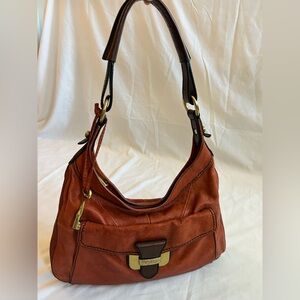 Fossil Fifty-Four Orange Leather Shoulder Bag